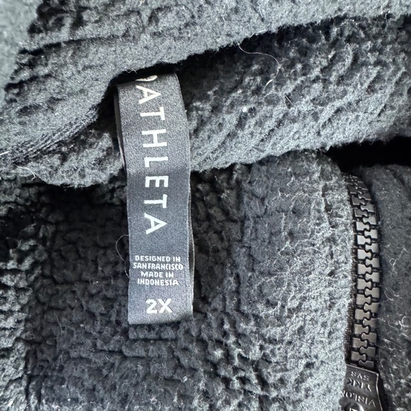Athleta Black Zip Front High Neck Fleece Jacket Sz 2X - Picture 5 of 7